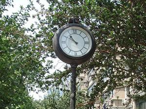 Outdoor Pedestal Clock with Roman Numeral